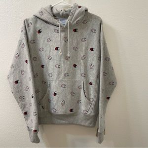 Champion reverse weave pullover hoodie tossed c logos gray New With Tag